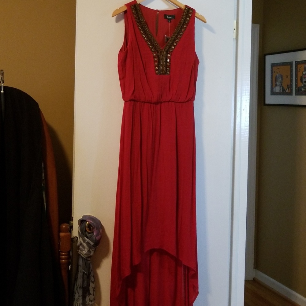 Red beaded dress size 8